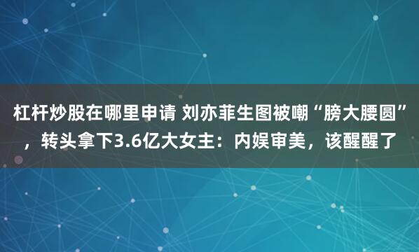 杠杆炒股在哪里申请 刘亦菲生图被嘲“膀大腰圆”，转头拿下3.6亿大女主：内娱审美，该醒醒了